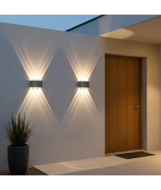 kelvo® SIXOAD KLV-101-0010 Φωτιστικό Τοίχου - Απλίκα LED 18W 1980lm 30° AC 220-240V Αδιάβροχο IP65 Φυσικό Λευκό 4500K - CREE XPE Chip & TÜV SÜD Driver - Γκρι Ανθρακί Ματ - Μ17 x Π4 x Υ8cm - 5 Χρόνια Εγγύηση